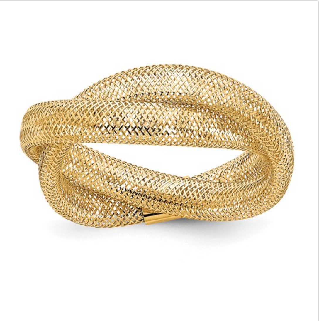 14K 8mm Twisted Woven Mesh Stretch Ring