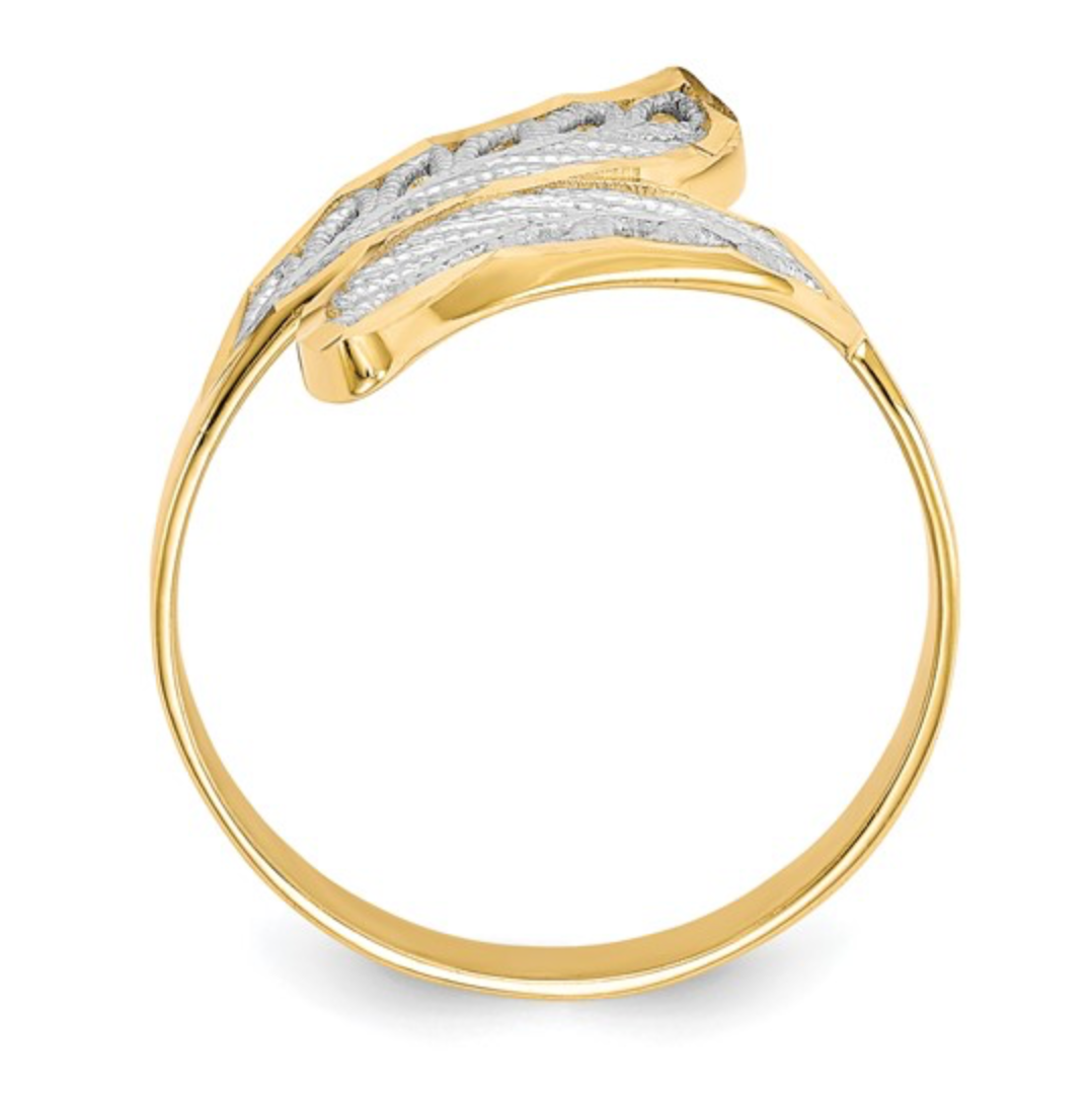 10K with Rhodium Diamond-Cut Filigree Ring