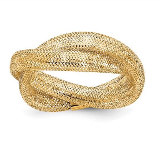 14K 8mm Twisted Woven Mesh Stretch Ring