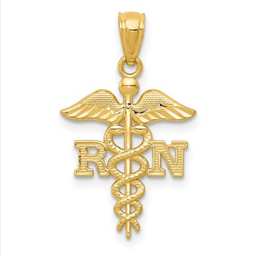 14k Diamond-cut Polished RN Registered Nurse Pendant